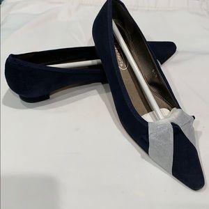 NWOT Talbots Collection navy leather slip ons